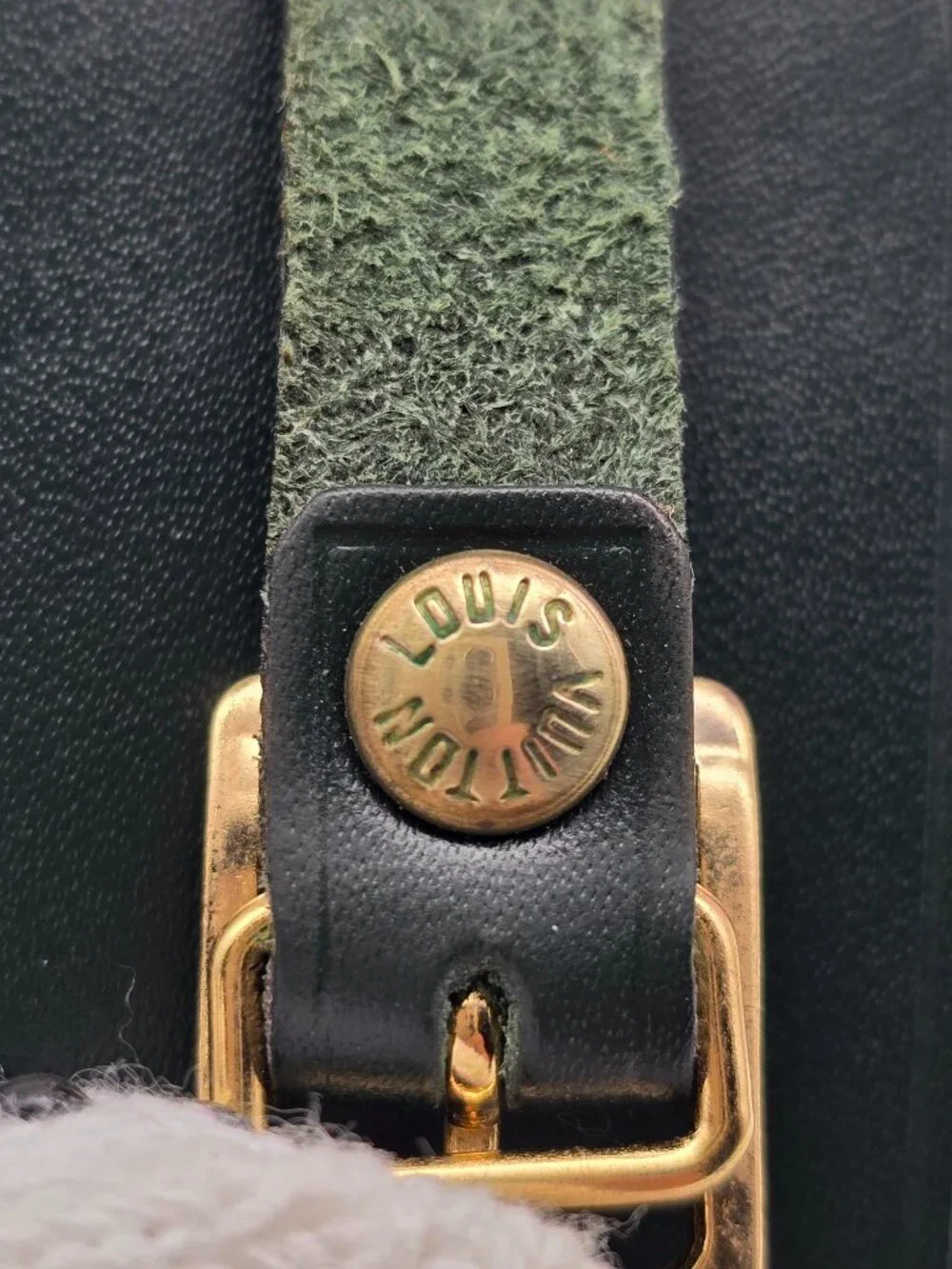 Authentic Louis Vuitton Black Leather Luggage Tag